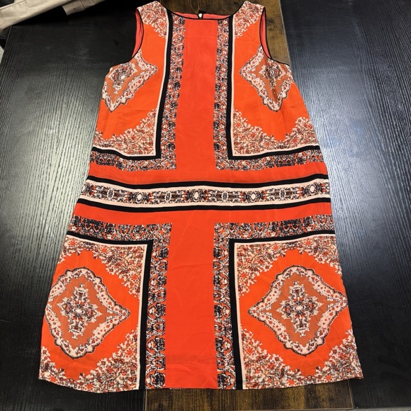 Anthropologie Dresses & Skirts - Maeve Anthropologie Canna Orange Black Silk Bandana Print Shift Dress Size 2 Zip